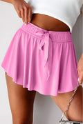 Bonbon Drawstring Elastic Waistband Lined Tennis Skorts