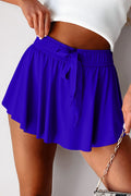 Dark Blue Drawstring Elastic Waistband Lined Tennis Skorts