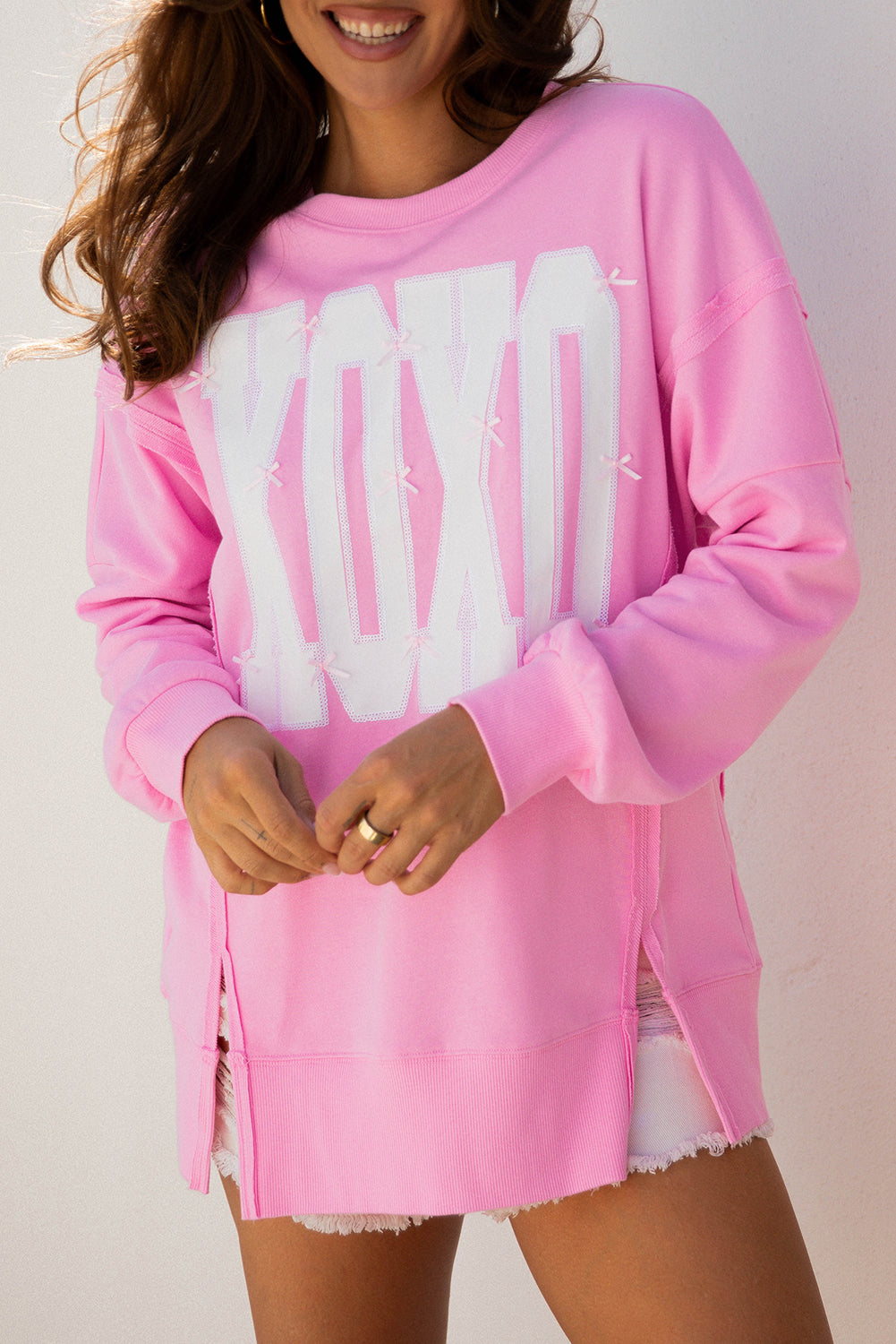 Pink Bow Sequin XOXO Sweatshirt